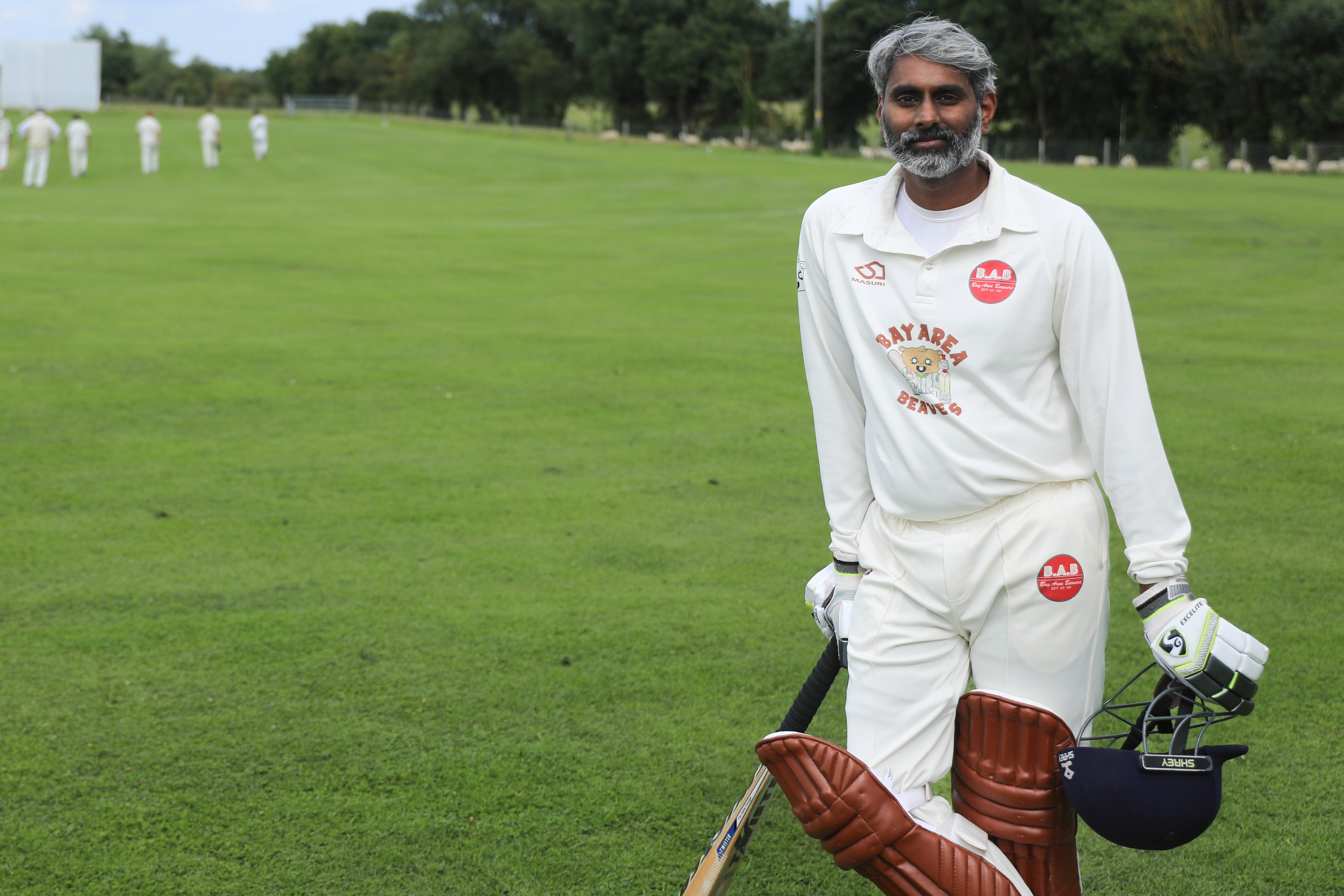 Srikant Ramakrishnan poses proactively before going out to bat